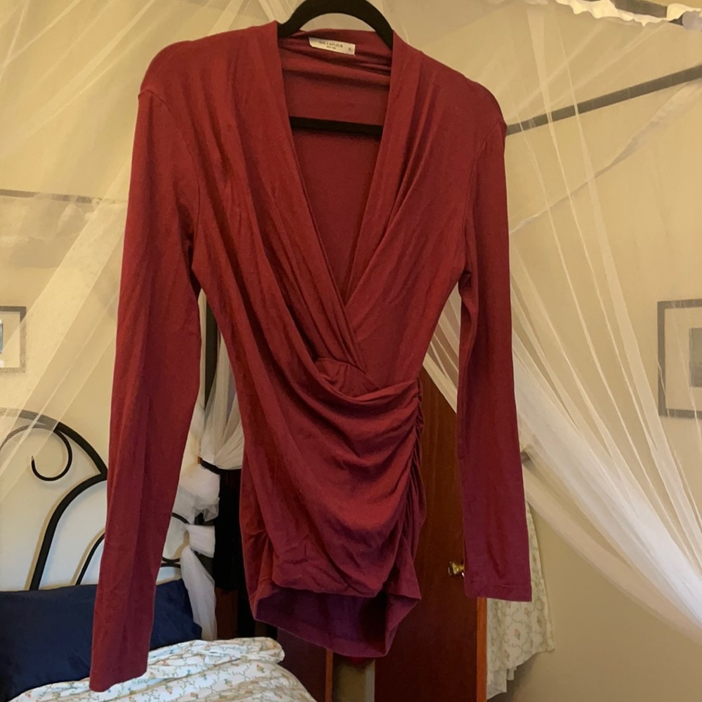 MM. Lafleur Burgundy Wrap Sweater